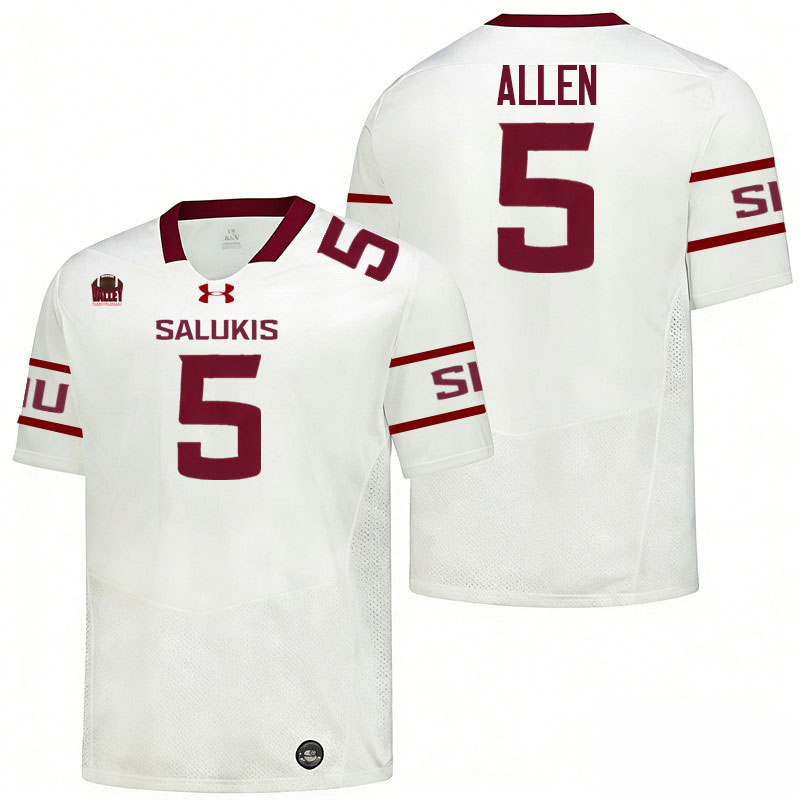 Southern Illinois Salukis #5 Chase Allen College Football Jerseys,Uniforms-White